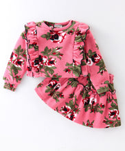 Load image into Gallery viewer, Floral Polar Fleece Frilled Top Skirt Set