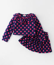 Load image into Gallery viewer, Polka Polar Fleece Frilled Top Skirt Set