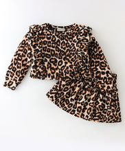 Load image into Gallery viewer, Animal Print Polar Fleece Frilled Top Skirt Set