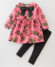 Load image into Gallery viewer, Floral Polar Fleece Dress Cotton Leggings Set