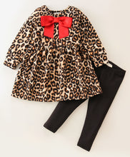 Load image into Gallery viewer, Animal Print Polar Fleece Dress Cotton Leggings Set