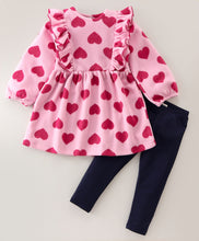 Load image into Gallery viewer, Hearts Polar Fleece Dress Cotton Leggings Set