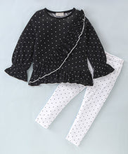 Load image into Gallery viewer, Polka Front Frilled Top Leggings Set