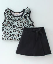 Load image into Gallery viewer, Animal Print Frilled Top Flapped Short Set