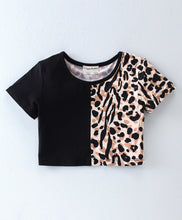 Load image into Gallery viewer, Animal Print Color Block Top Short Set