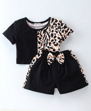 Load image into Gallery viewer, Animal Print Color Block Top Short Set