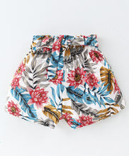 Load image into Gallery viewer, Solid Frilled Top Floral Belted Short Set