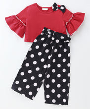 Load image into Gallery viewer, Solid Frilled Top Polka Dots Palazzo Set