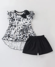 Load image into Gallery viewer, Animal Print Frilled High Low Top Short Set