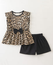 Load image into Gallery viewer, Animal Print Frilled Top and Short Set