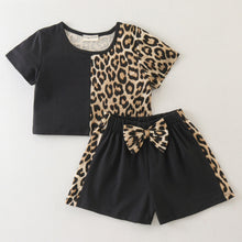 Load image into Gallery viewer, Leopard Print Color Block Crop Top Short Set