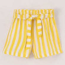 Load image into Gallery viewer, Striped Printed Belted Shorts - Yellow