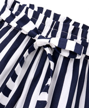 Load image into Gallery viewer, Striped Printed Belted Shorts - Navy
