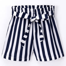 Load image into Gallery viewer, Striped Printed Belted Shorts - Navy