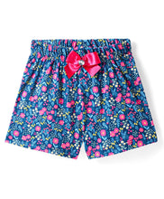 Load image into Gallery viewer, Floral Printed with Bow Applique Shorts