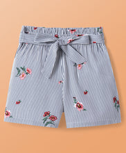 Load image into Gallery viewer, Floral with Stripes Printed Bow Belt Shorts