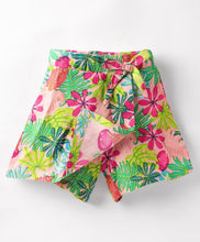 Load image into Gallery viewer, Floral Printed with Bow Applique Skorts - Pink
