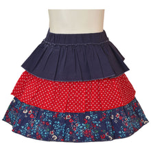 Load image into Gallery viewer, Navy Floral Print Tiered Skirt