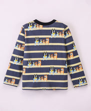 Load image into Gallery viewer, Striped Puppy Printed Full Sleeves Tshirt