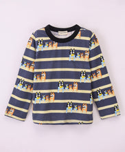 Load image into Gallery viewer, Striped Puppy Printed Full Sleeves Tshirt