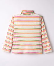 Load image into Gallery viewer, Cotton Elastane Knit Striped Full Sleeves Turtle Neck Tshirt
