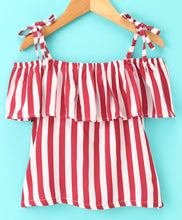 Load image into Gallery viewer, Striped Frilled Open Strap Top