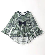 Load image into Gallery viewer, Camouflage Frilled High Low Full Sleeves Top