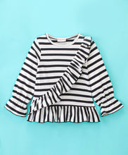 Load image into Gallery viewer, Striped Printed with Frill Full Sleeves Top