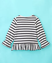 Load image into Gallery viewer, Striped Printed with Frill Full Sleeves Top