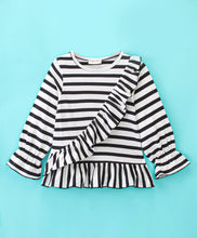 Load image into Gallery viewer, Striped Printed with Frill Full Sleeves Top