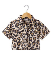 Load image into Gallery viewer, Animal Print Half Sleeves Crop Cotton Shirt