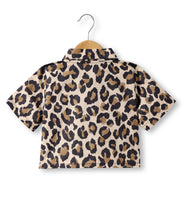 Load image into Gallery viewer, Animal Print Half Sleeves Crop Cotton Shirt