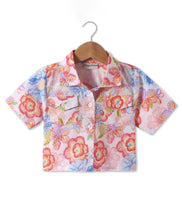 Load image into Gallery viewer, Floral Printed Half Sleeves Crop Cotton Shirt
