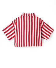 Load image into Gallery viewer, Striped Printed Half Sleeves Crop Shirt