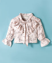 Load image into Gallery viewer, Leaves Printed Frilled Full Sleeves Top