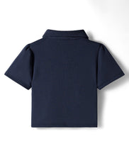 Load image into Gallery viewer, Waffle Knit Collar Neck Solid Half Sleeves Top