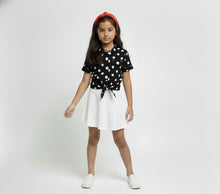 Load image into Gallery viewer, Woven Polka Printed with Knot Short Sleeves Top