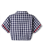 Load image into Gallery viewer, Checkered Half Sleeves Shirt Top with Lace Detailing - Blue