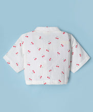 Load image into Gallery viewer, Double Cloth Fabric Cotton Cherry Printed Top - Offwhite