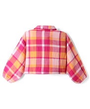 Load image into Gallery viewer, Cotton Checkered Shirt Style Top with Bow Applique