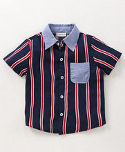 Load image into Gallery viewer, CrayonFlakes Soft and comfortable Striped Printed Shirt - Navy