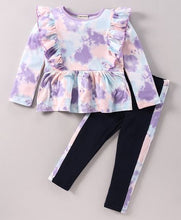 Load image into Gallery viewer, Tie and Dye Front Frill Top Leggings Set