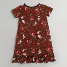 Load image into Gallery viewer, Floral Printed Nighty - Brown