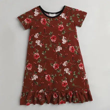 Load image into Gallery viewer, Floral Printed Nighty - Brown