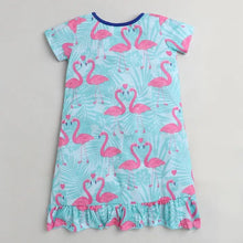 Load image into Gallery viewer, Flamingo Printed Nighty - Sea Green