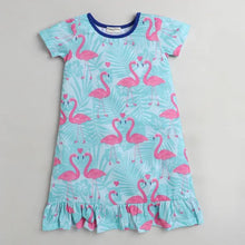 Load image into Gallery viewer, Flamingo Printed Nighty - Sea Green