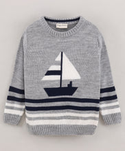 Load image into Gallery viewer, Ship Fine Knit Full Sleeves Pullover Sweater - Grey