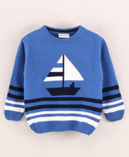 Load image into Gallery viewer, Ship Fine Knit Full Sleeves Pullover Sweater - Blue