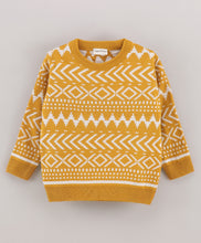 Load image into Gallery viewer, Jacquard Fine Knit Full Sleeves Pullover Sweater - Yellow