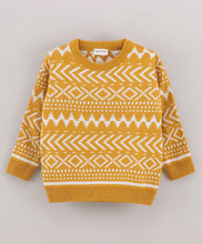 Load image into Gallery viewer, Jacquard Fine Knit Full Sleeves Pullover Sweater - Yellow